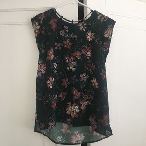 Deep green floral blouse